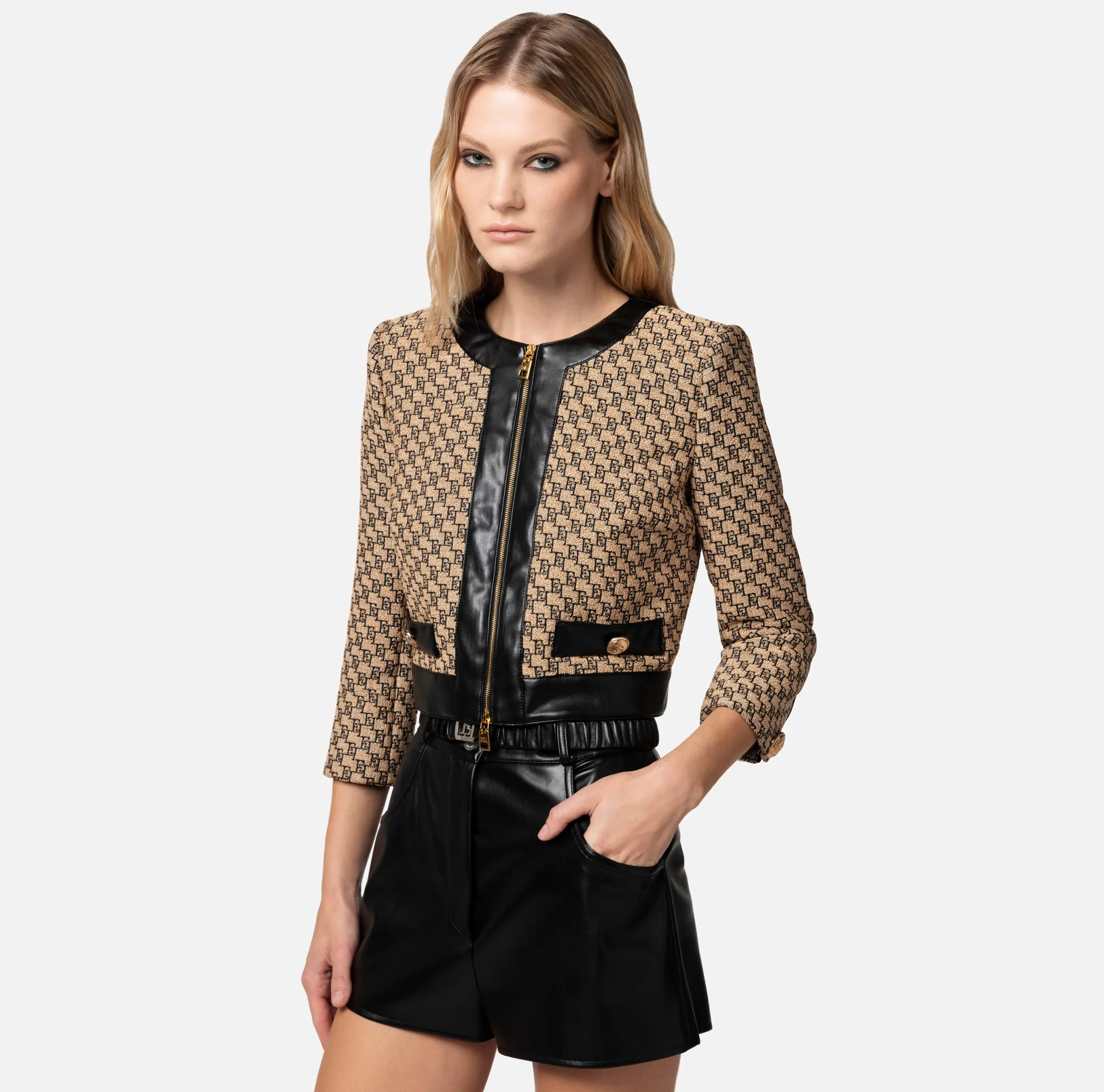 Elisabetta Franchi Giacche & Trench^Giacca Cropped In Rafia Jaquard