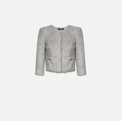 Elisabetta Franchi Giacche & Trench^Giacca Cropped In Tweed Lurex Con Charms