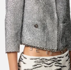 Elisabetta Franchi Giacche & Trench^Giacca Cropped In Tweed Lurex Con Charms