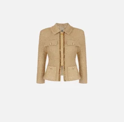 Elisabetta Franchi Giacche & Trench^Giacca Cropped In Tweed Lurex Con Catena