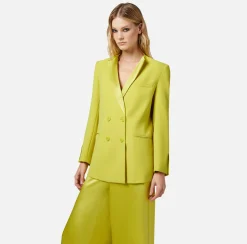 Elisabetta Franchi Giacche & Trench^Giacca Doppiopetto In Crepe Con Revers In Raso