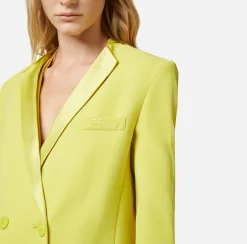 Elisabetta Franchi Giacche & Trench^Giacca Doppiopetto In Crepe Con Revers In Raso