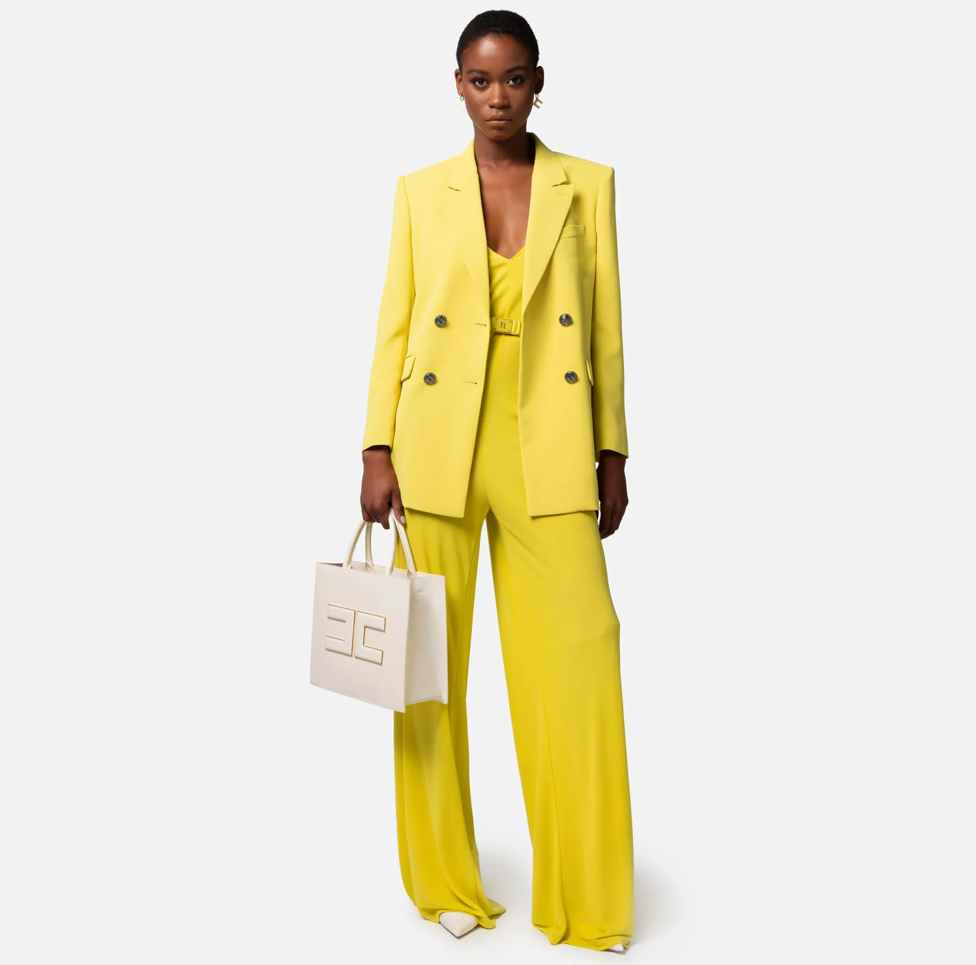 Elisabetta Franchi Giacche & Trench^Giacca Doppiopetto In Crepe Con Revers A Lancia