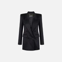 Elisabetta Franchi Giacche & Trench^Giacca Doppiopetto In Crepe Di Raso Lucido