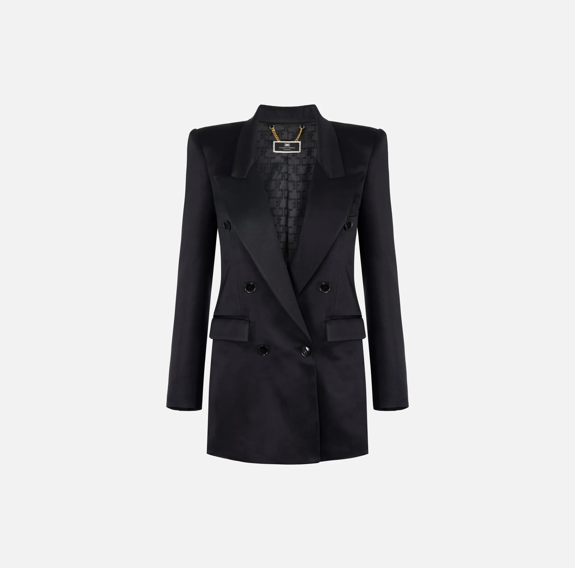 Elisabetta Franchi Giacche & Trench^Giacca Doppiopetto In Crepe Di Raso Lucido