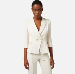 Elisabetta Franchi Giacche & Trench^Giacca Doppiopetto In Crepe Placca Logo