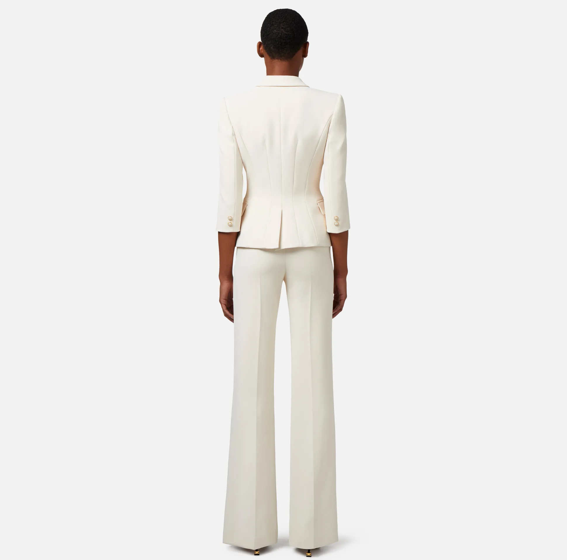Elisabetta Franchi Giacche & Trench^Giacca Doppiopetto In Crepe Placca Logo