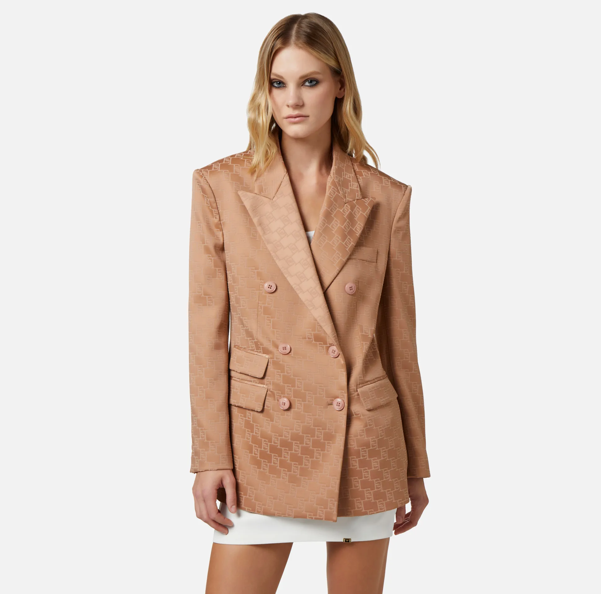 Elisabetta Franchi Giacche & Trench^Giacca Doppiopetto In Raso Jaquard
