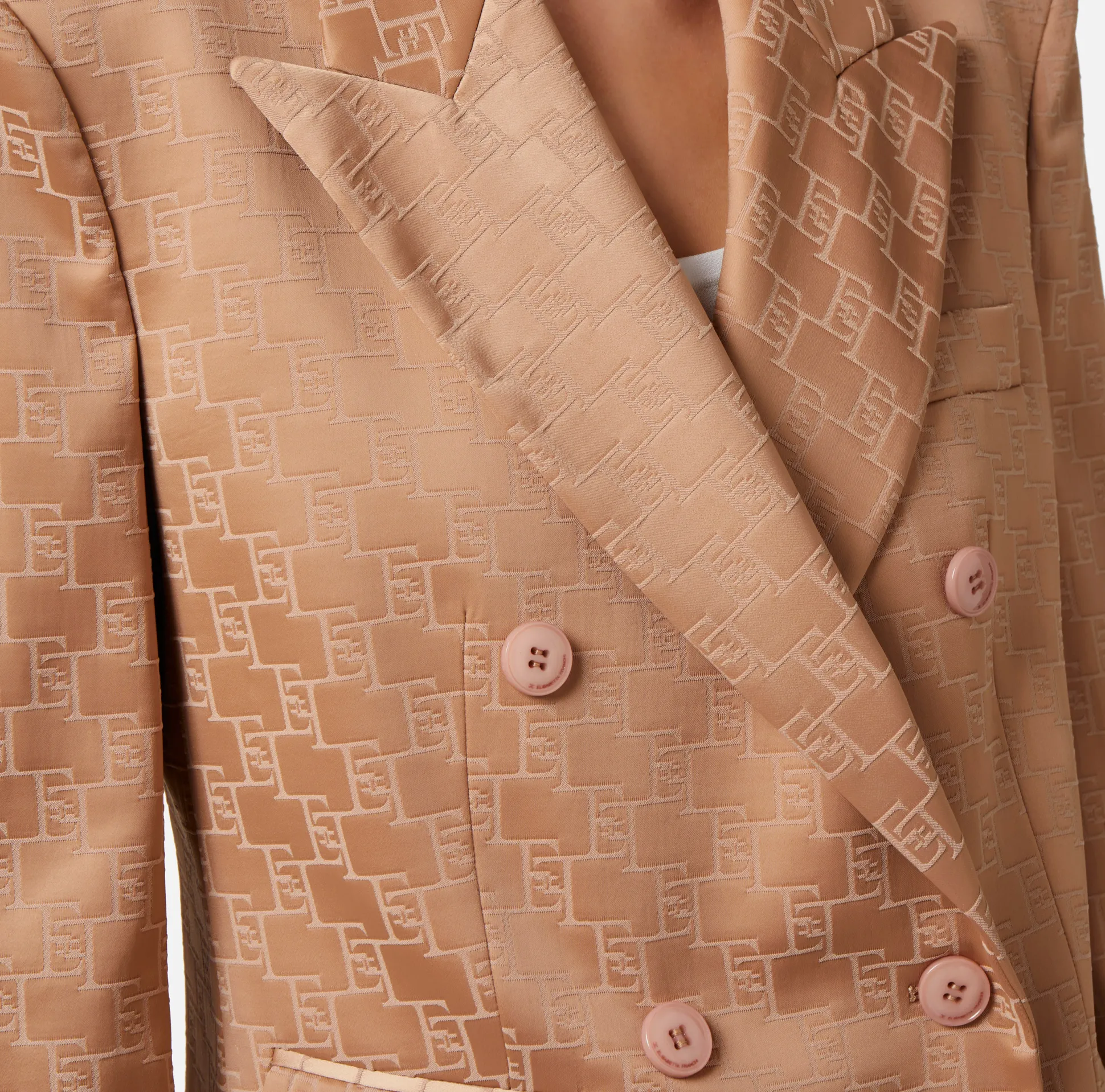 Elisabetta Franchi Giacche & Trench^Giacca Doppiopetto In Raso Jaquard