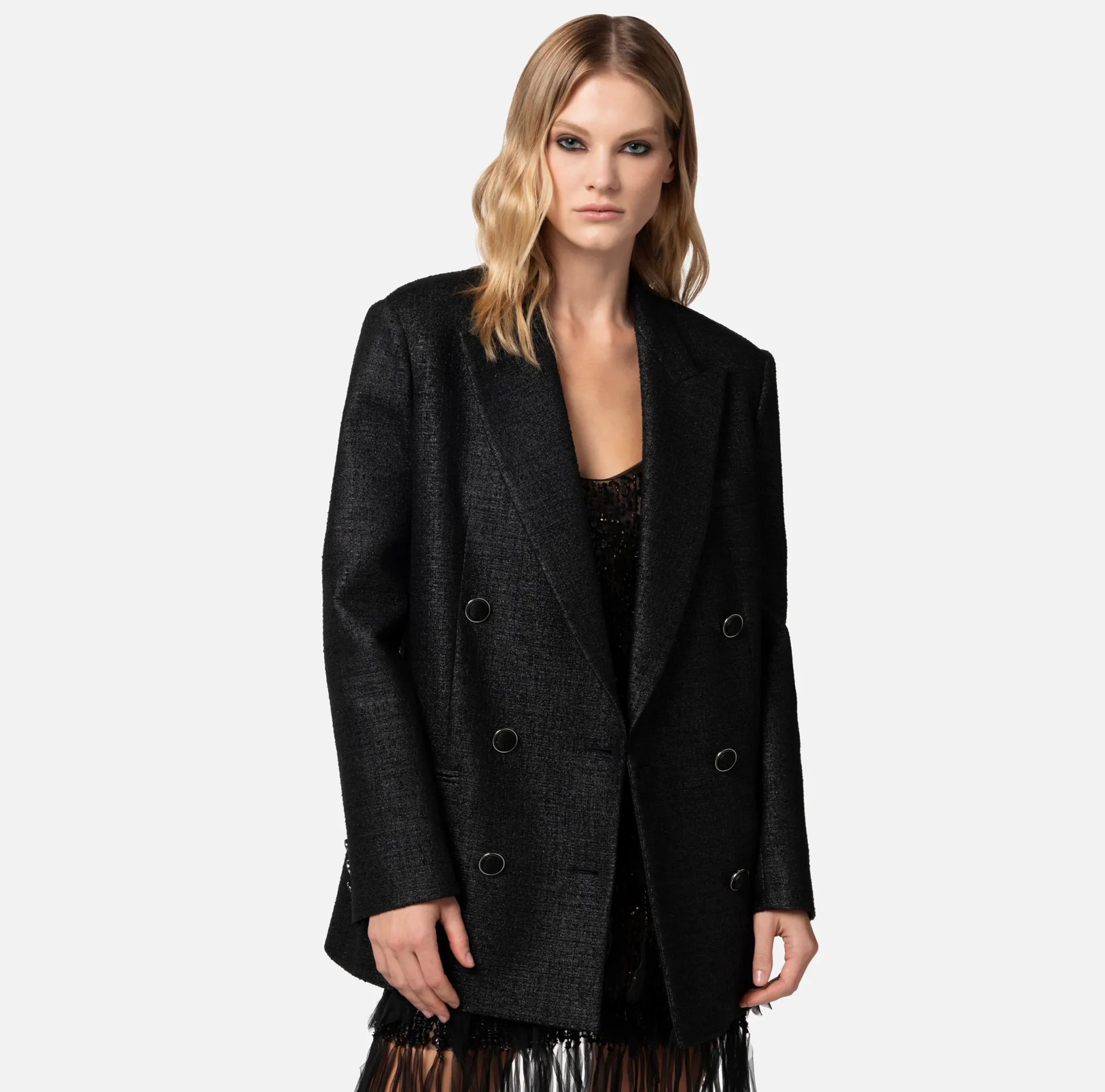 Elisabetta Franchi Giacche & Trench^Giacca Doppiopetto In Tweed Laminato