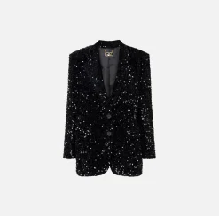 Elisabetta Franchi Giacche & Trench^Giacca In Ciniglia Con Paillettes