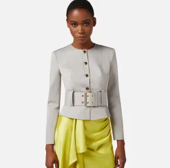 Elisabetta Franchi Giacche & Trench^Giacca In Cotone Stretch Con Cintura