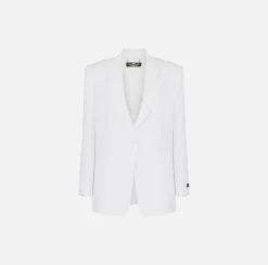 Elisabetta Franchi Giacche & Trench^Giacca In Crepe Con Etichetta Logo