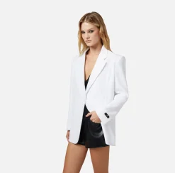 Elisabetta Franchi Giacche & Trench^Giacca In Crepe Con Etichetta Logo