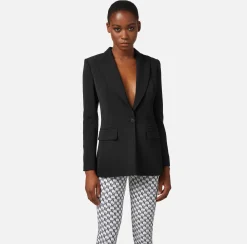 Elisabetta Franchi Giacche & Trench^Giacca In Crepe Leggero Con Rever Sciallato
