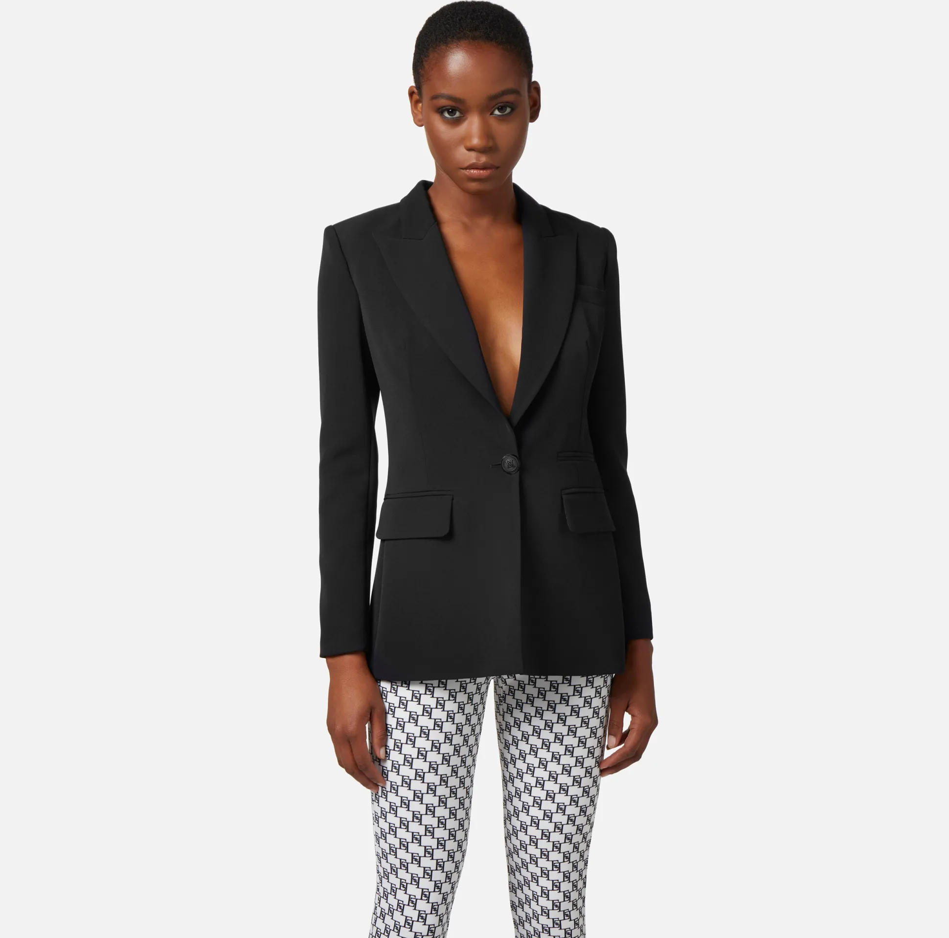 Elisabetta Franchi Giacche & Trench^Giacca In Crepe Leggero Con Rever Sciallato