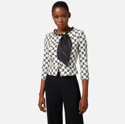 Elisabetta Franchi Giacche & Trench^Giacca In Crepe Stampa Logo Con Catena Foulard
