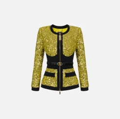 Elisabetta Franchi Giacche & Trench^Giacca In Paillettes Con Corpino