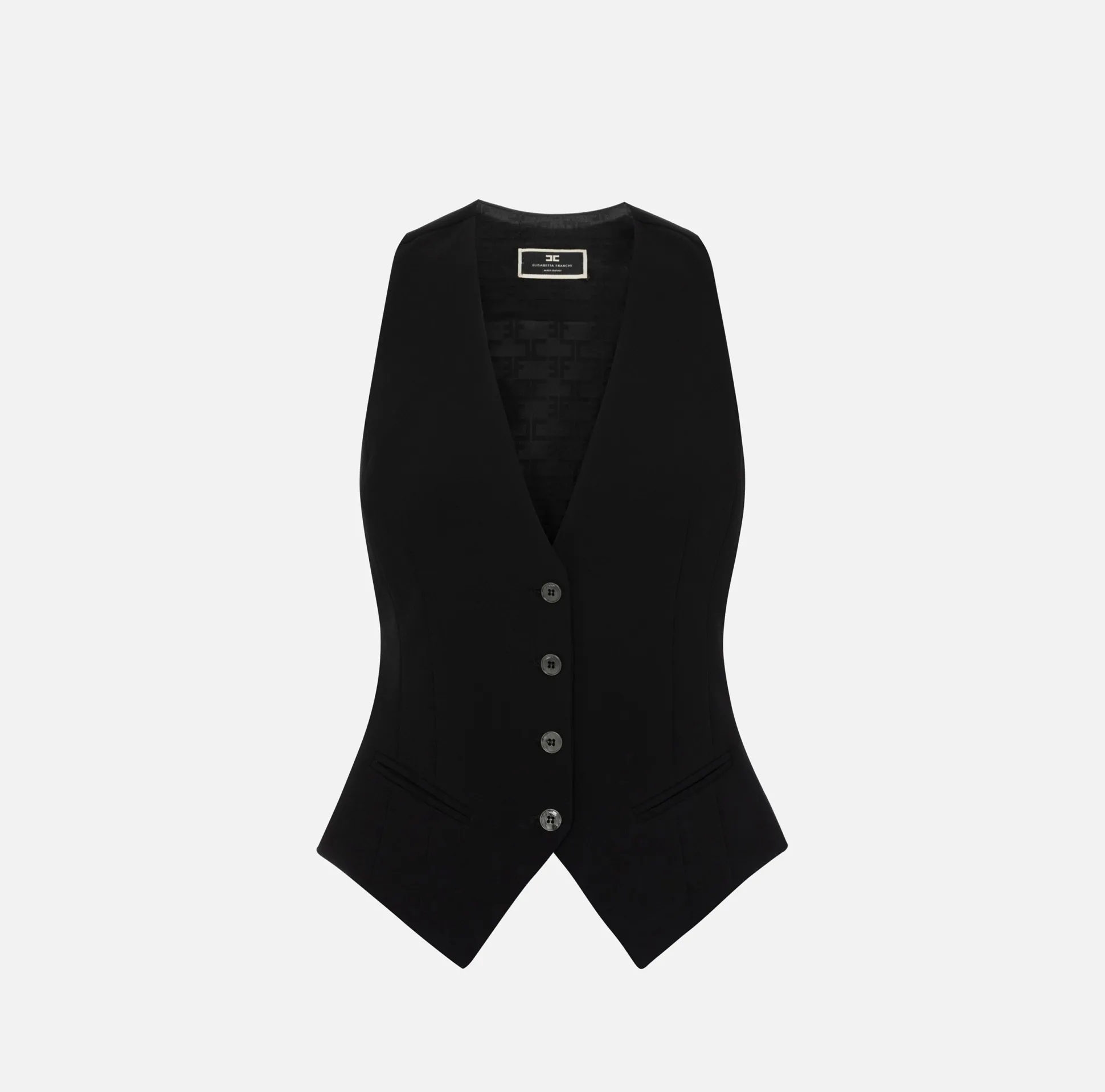 Elisabetta Franchi Giacche & Trench^Gilet In Crepe Con Ricamo Logo