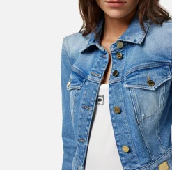Elisabetta Franchi Giacche & Trench^Giubbotto Cropped In Denim