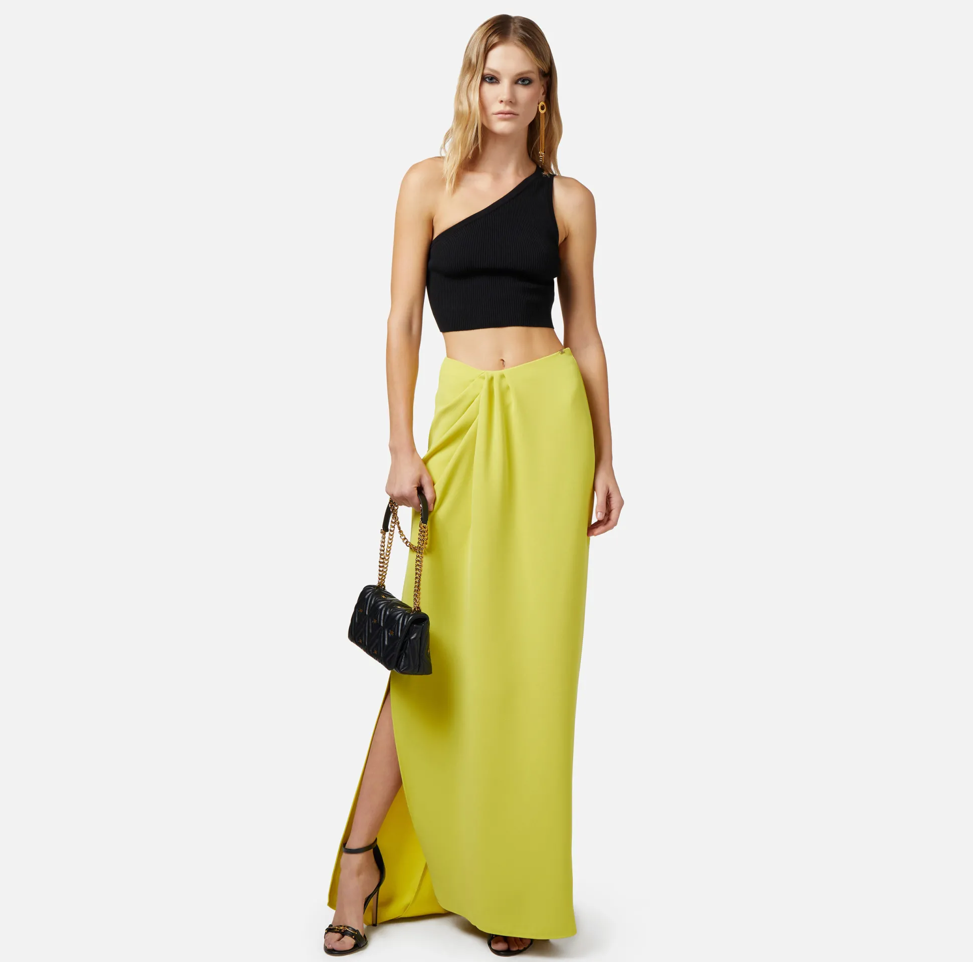 Elisabetta Franchi Gonne^Gonna Lunga In Crepe Con Drappeggio