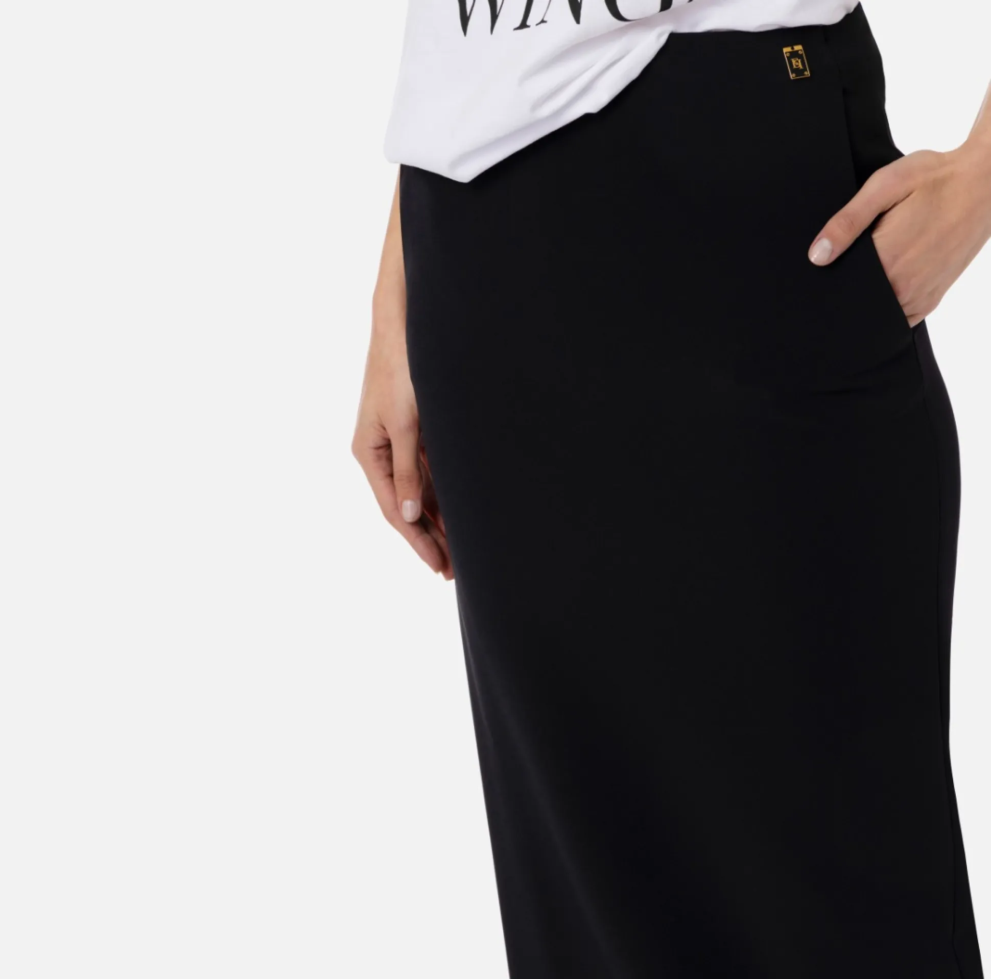Elisabetta Franchi Gonne^Gonna Lunga In Crepe Leggero Con Spacco Laterale
