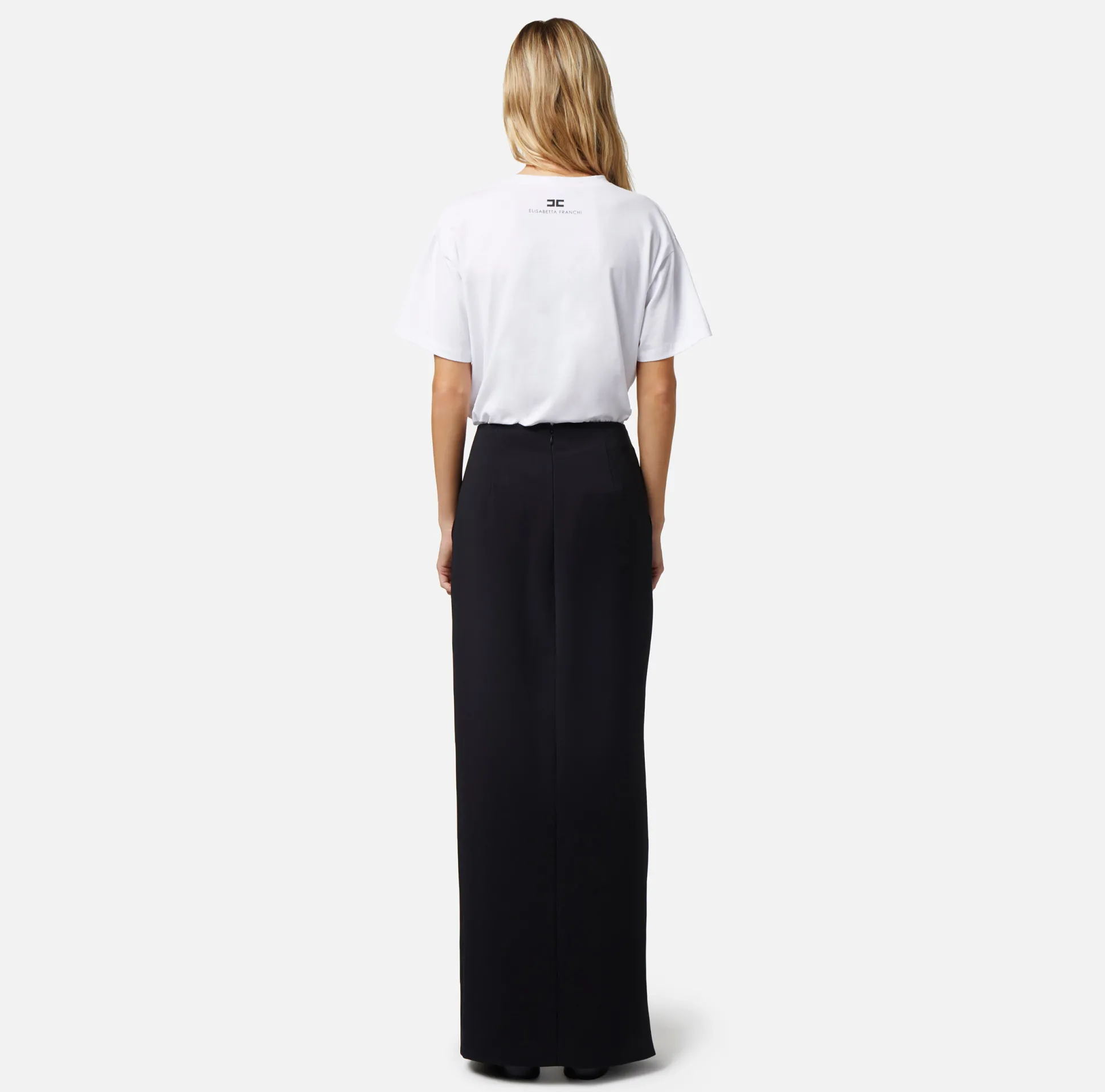 Elisabetta Franchi Gonne^Gonna Lunga In Crepe Leggero Con Spacco Laterale