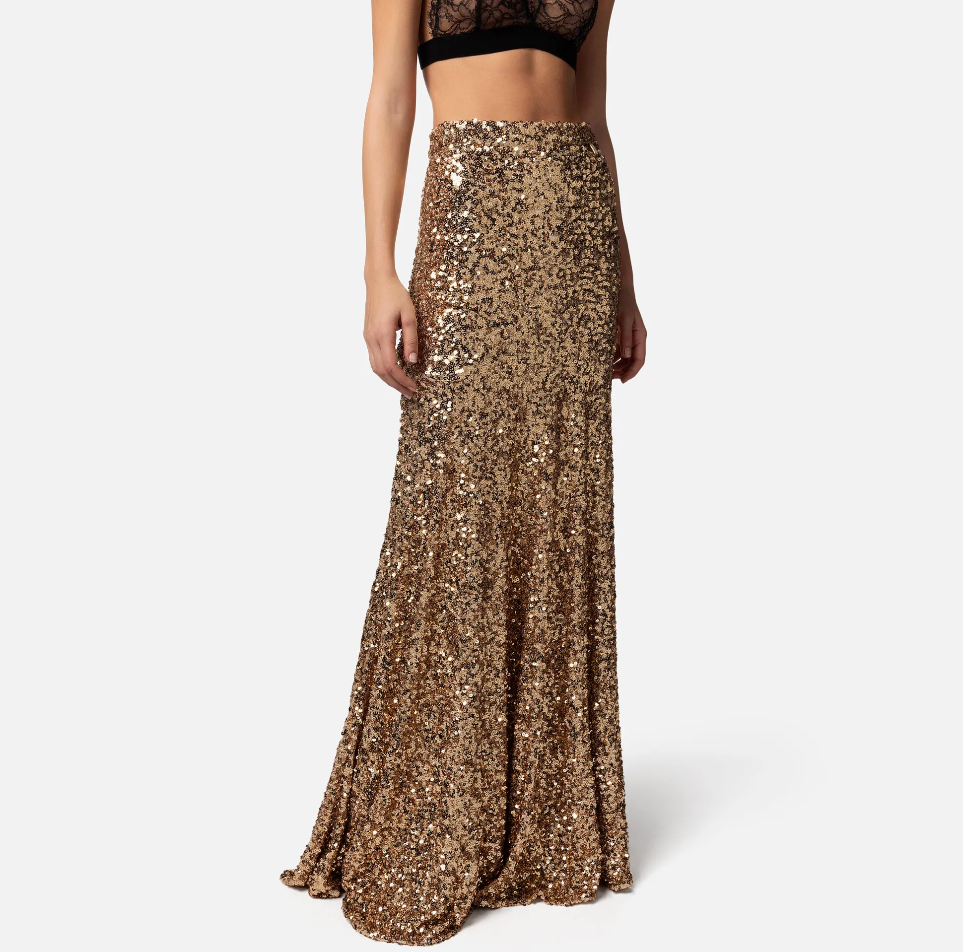 Elisabetta Franchi Gonne^Gonna Lunga In Tulle Con Pailettes