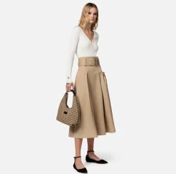 Elisabetta Franchi Gonne^Gonna Midi In Cotone Stretch Con Cintura