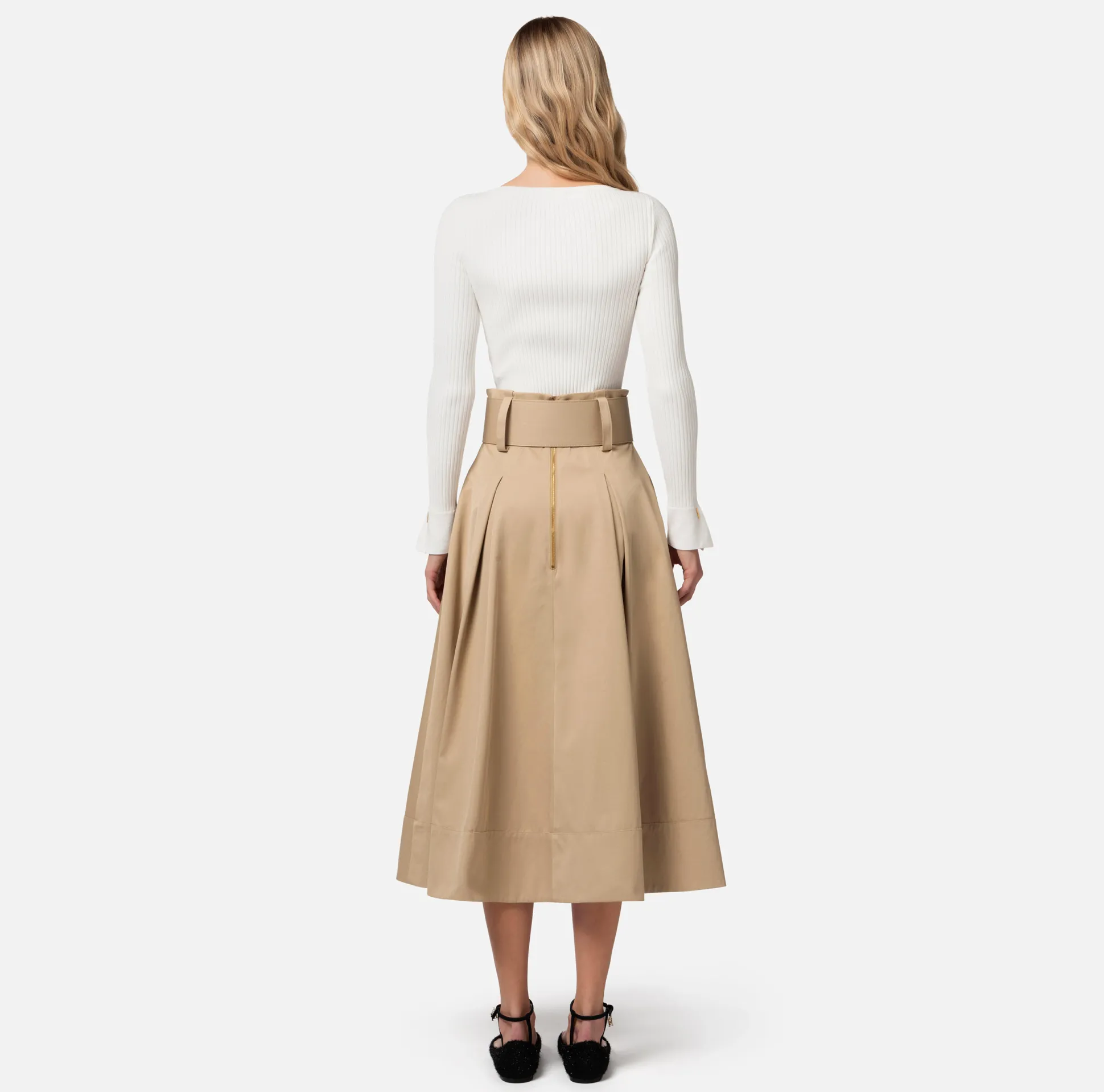 Elisabetta Franchi Gonne^Gonna Midi In Cotone Stretch Con Cintura
