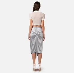 Elisabetta Franchi Gonne^Gonna Midi In Crepe Satin Drappeggiata
