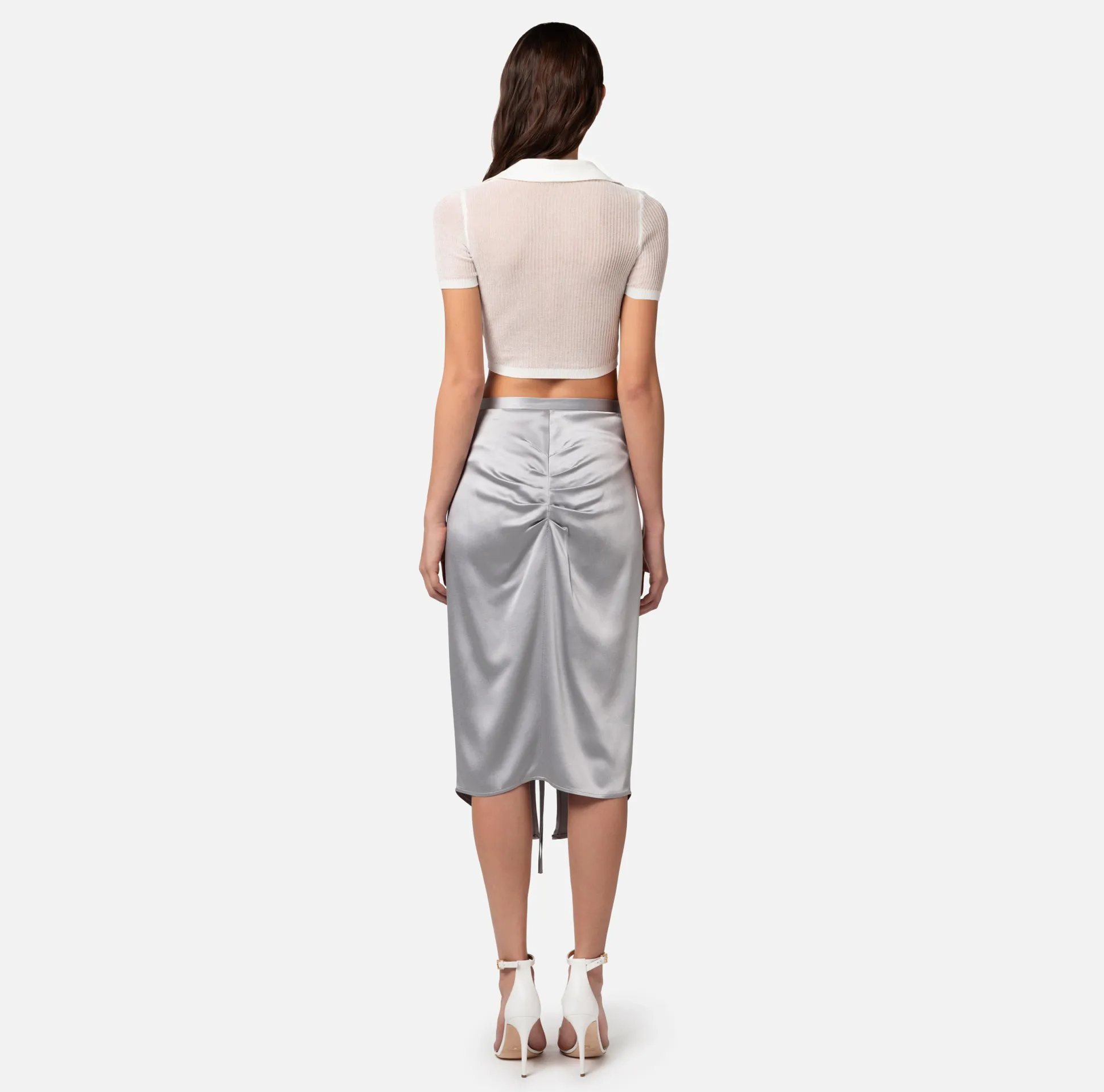 Elisabetta Franchi Gonne^Gonna Midi In Crepe Satin Drappeggiata