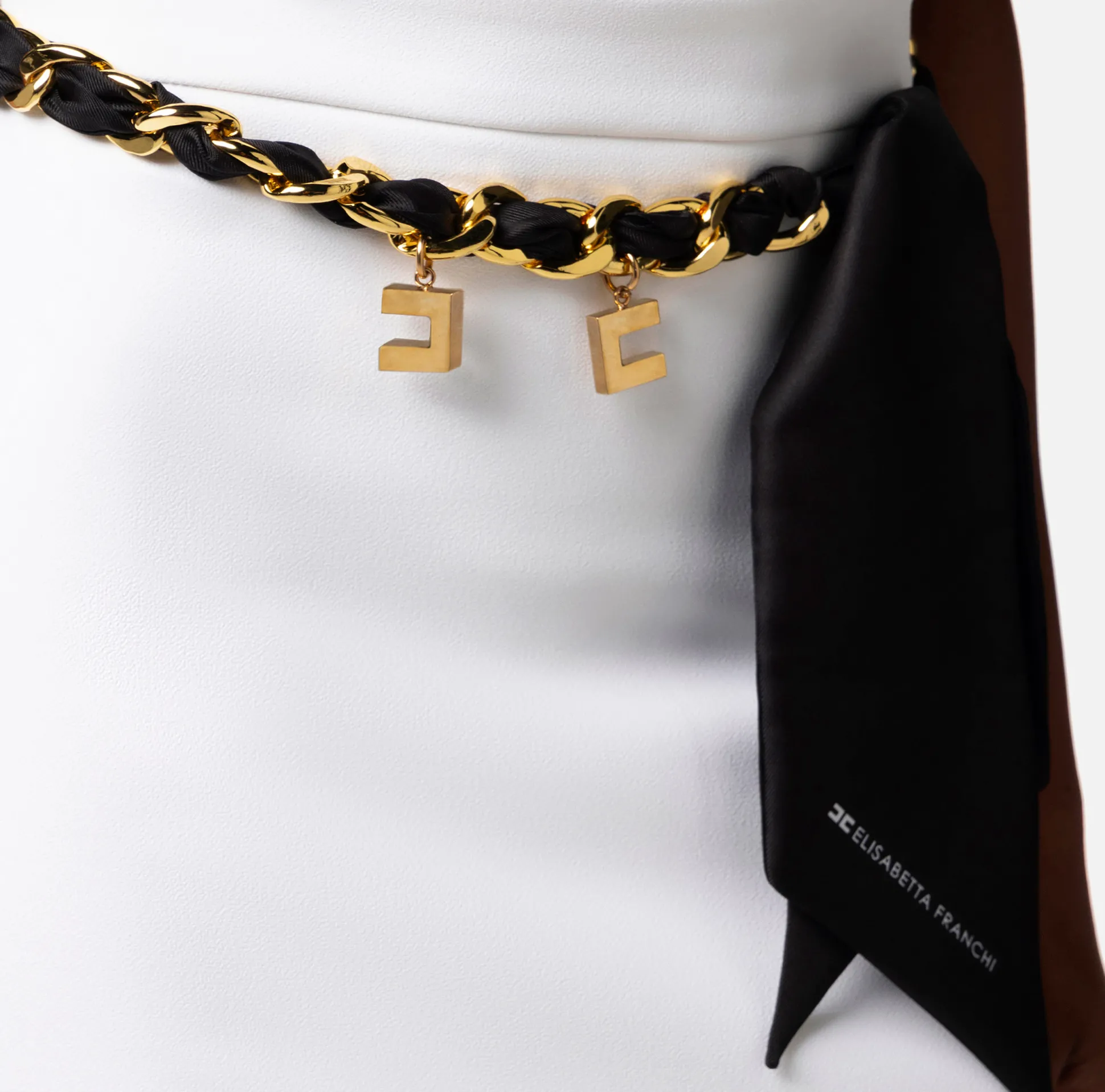 Elisabetta Franchi Gonne^Gonna Midi In Crepe Stretch Con Cintura Foulard