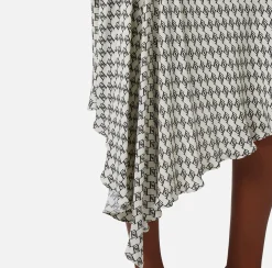 Elisabetta Franchi Gonne^Gonna Midi In Georgette Stampa Logo Asimmetrica