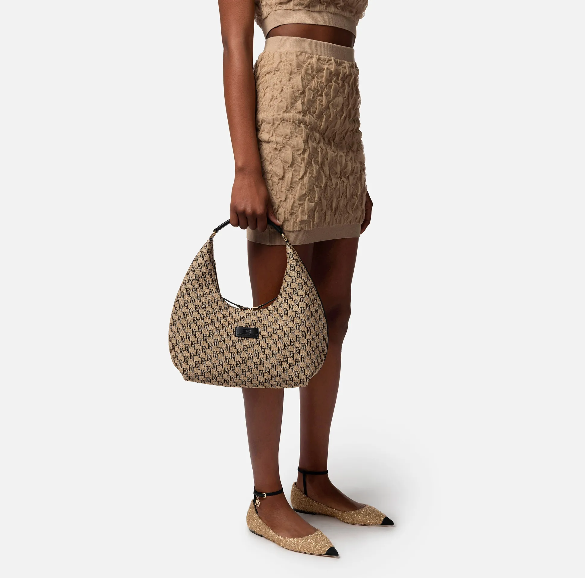 Elisabetta Franchi Borse A Mano^Hobo Grande In Rafia Jacquard
