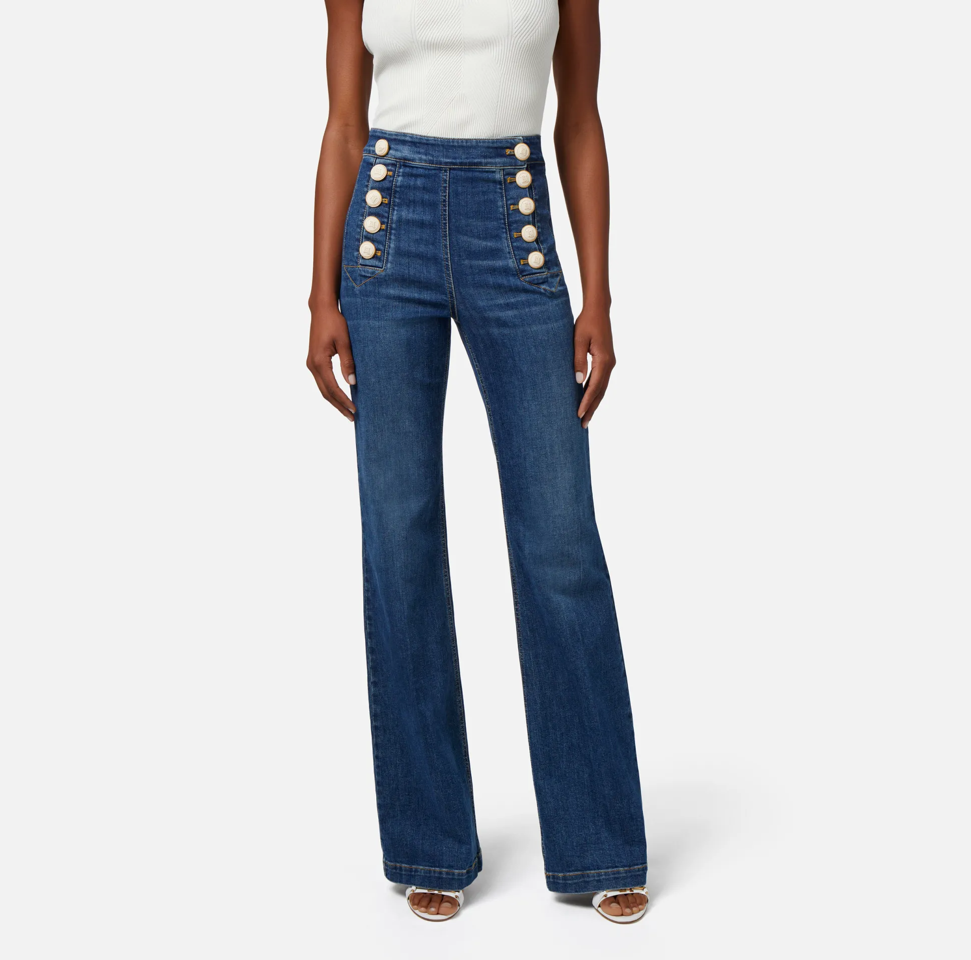 Elisabetta Franchi Jeans^Jeans A Palazzo Con Bottoniera