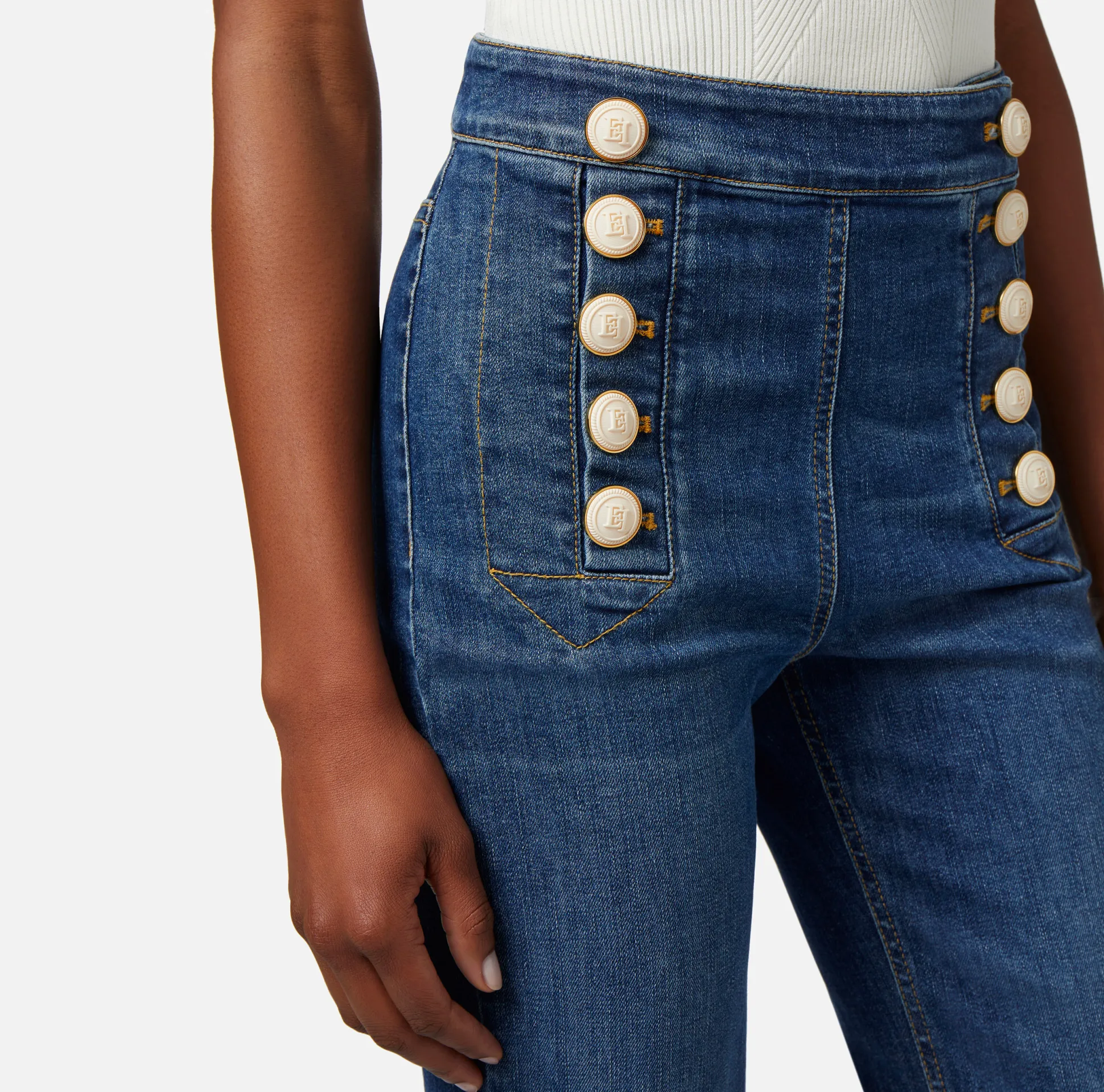 Elisabetta Franchi Jeans^Jeans A Palazzo Con Bottoniera