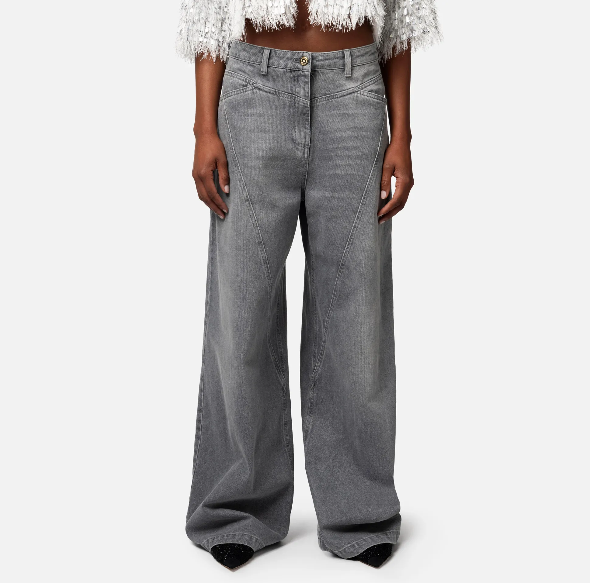 Elisabetta Franchi Jeans^Jeans A Palazzo Con Tagli Diagonali