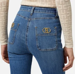 Elisabetta Franchi Jeans^Jeans A Zampetta Con Placche Logo