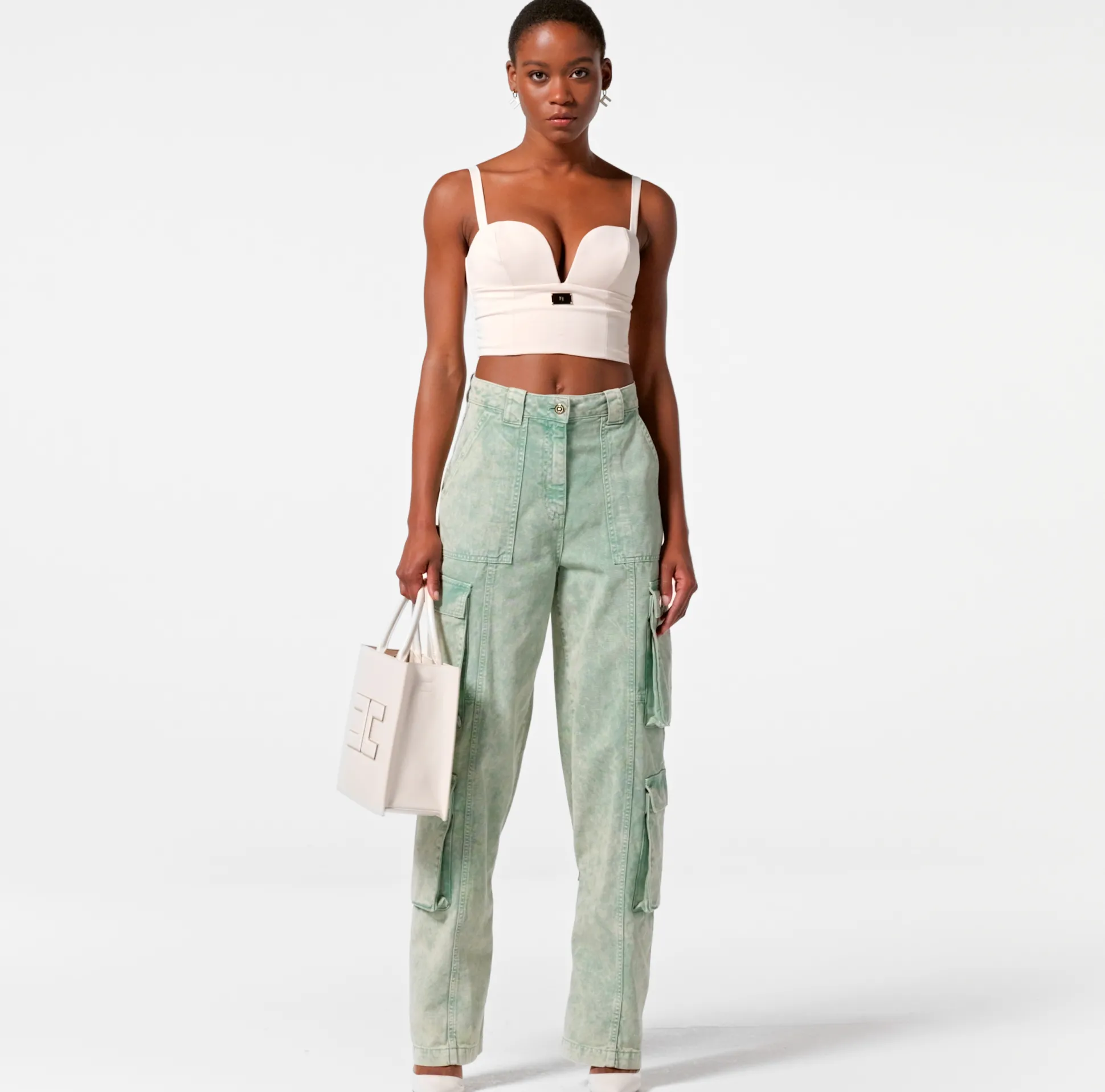Elisabetta Franchi Jeans^Jeans Cargo Colorato Con Zip Posteriore