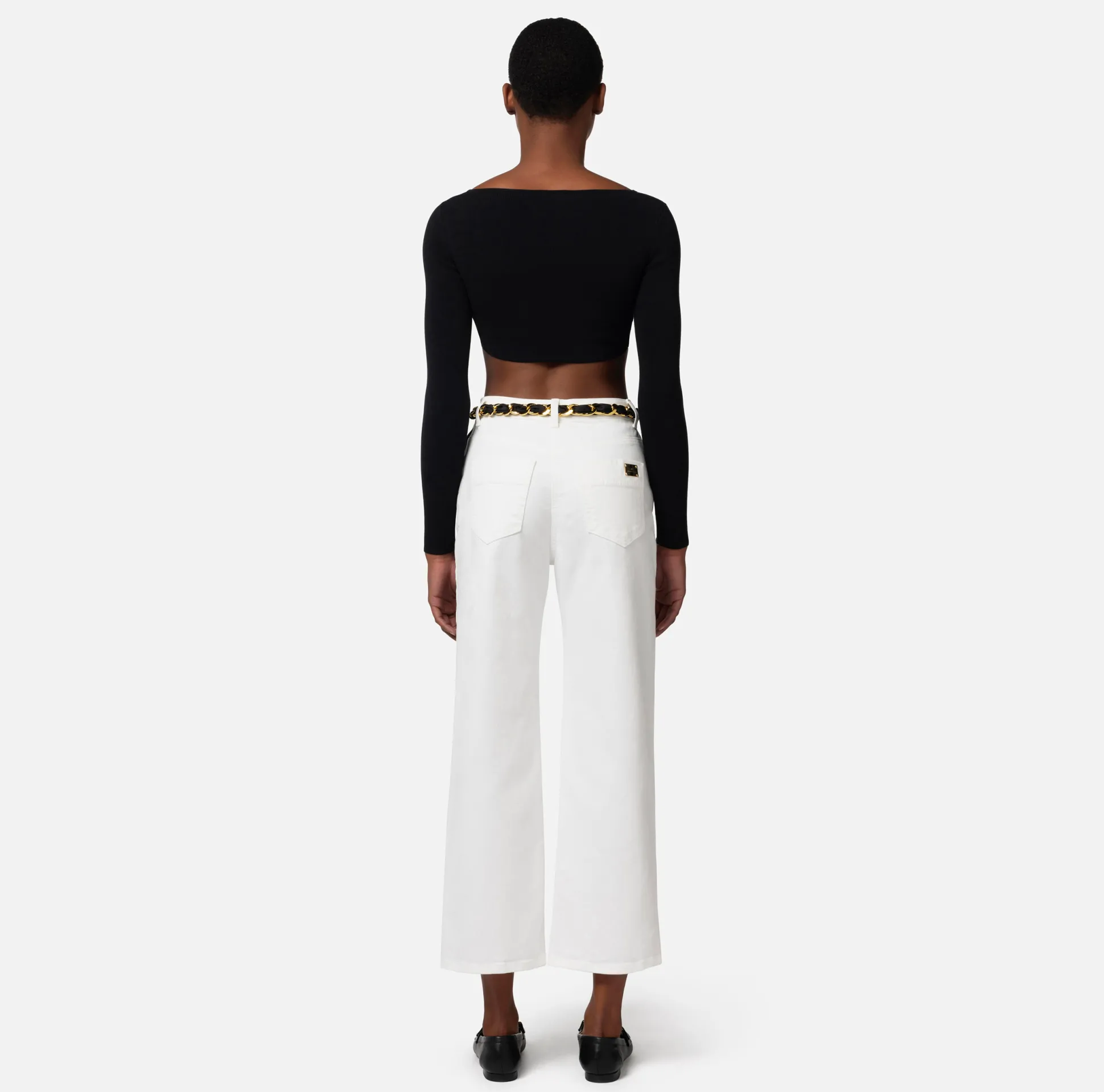 Elisabetta Franchi Jeans^Jeans Cropped A Palazzo Con Cintura Catena