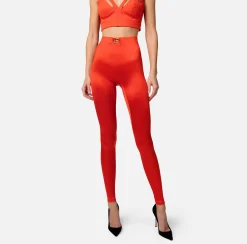 Elisabetta Franchi Pantaloni E Shorts^Leggings In Lycra Con Placca Logo