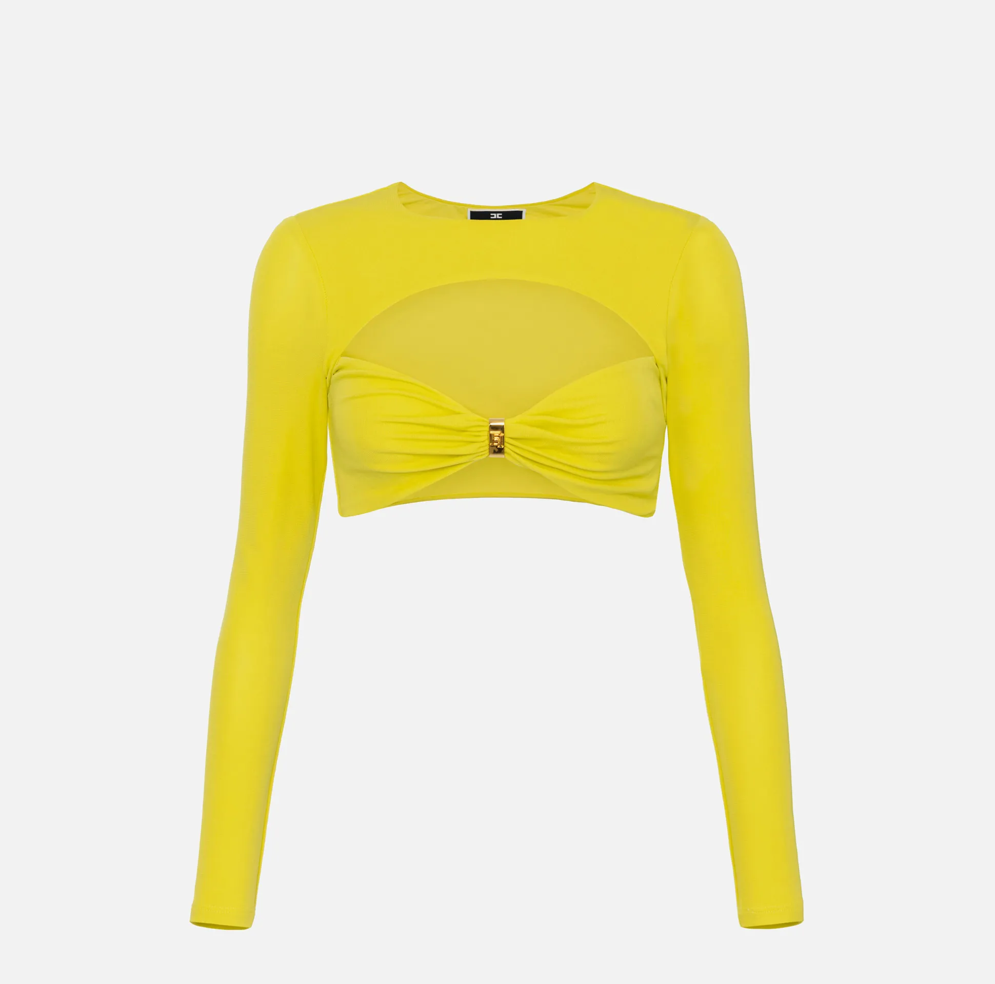 Elisabetta Franchi Top, T-Shirt & Body^Maglia Cropped In Jersey Con Cut Out
