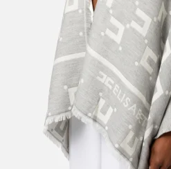 Elisabetta Franchi Maglieria E Felpe^Mantella In Viscosa E Lana Jacquard Con Logo