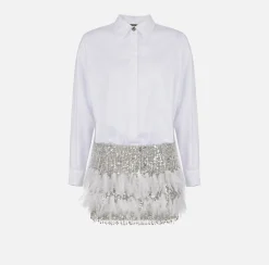 Elisabetta Franchi Abiti^Miniabito Camicia Con Gonna In Crepe Ricamato