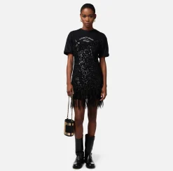Elisabetta Franchi Abiti^Miniabito Con Paillettes E Frange