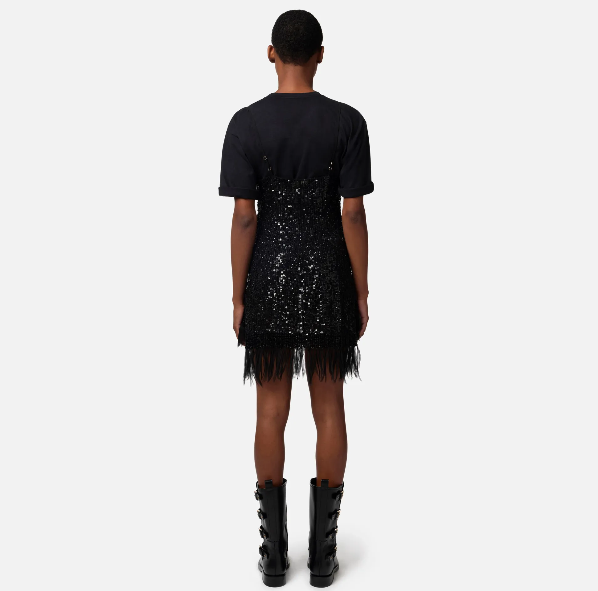 Elisabetta Franchi Abiti^Miniabito Con Paillettes E Frange