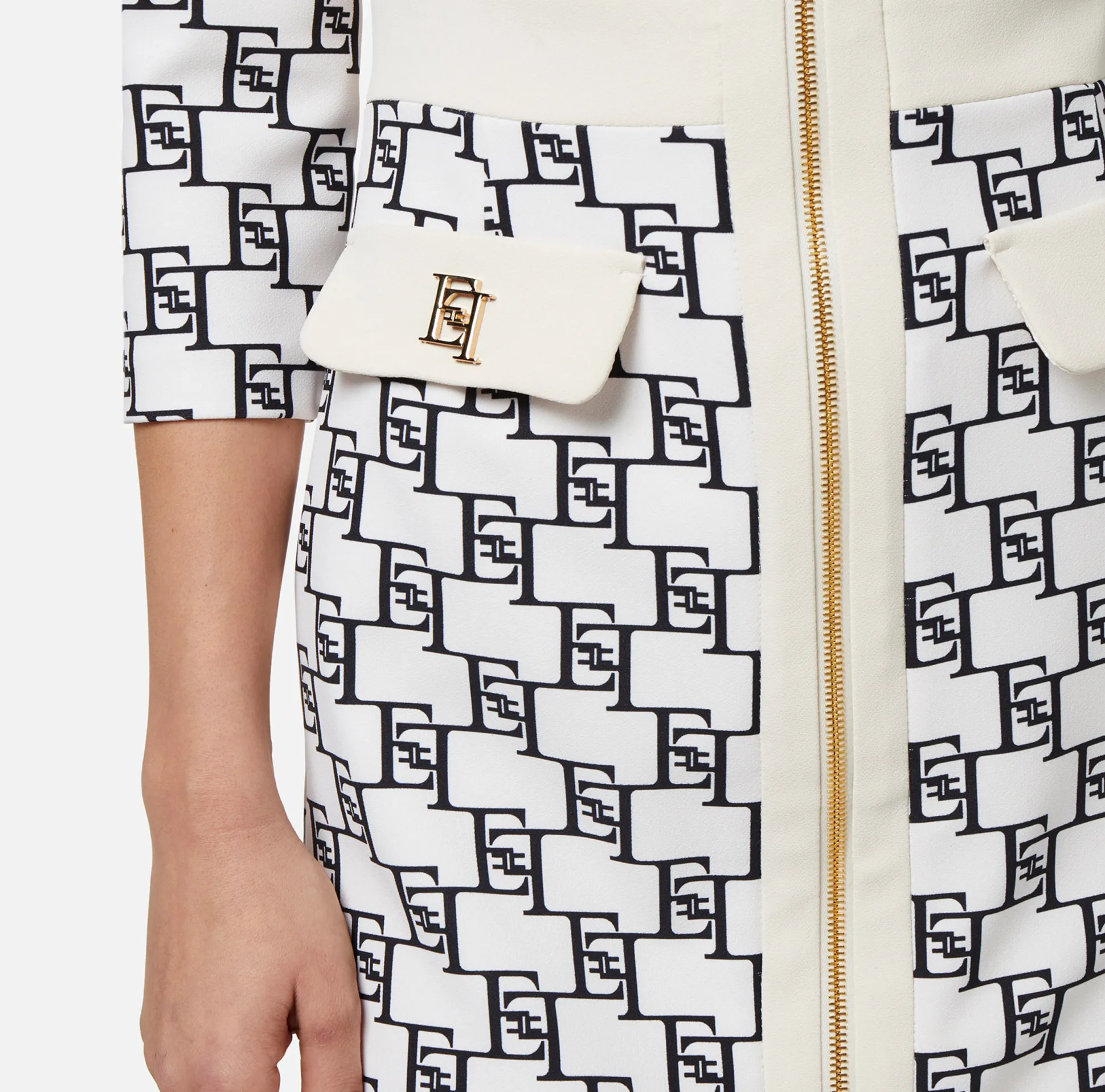 Elisabetta Franchi Abiti^Miniabito In Crepe Stretch Con Stampa Logo