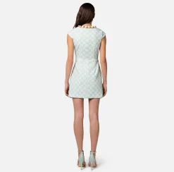 Elisabetta Franchi Abiti^Miniabito In Crepe Stretch Stampa Logo Con Foulard Sullo Scollo