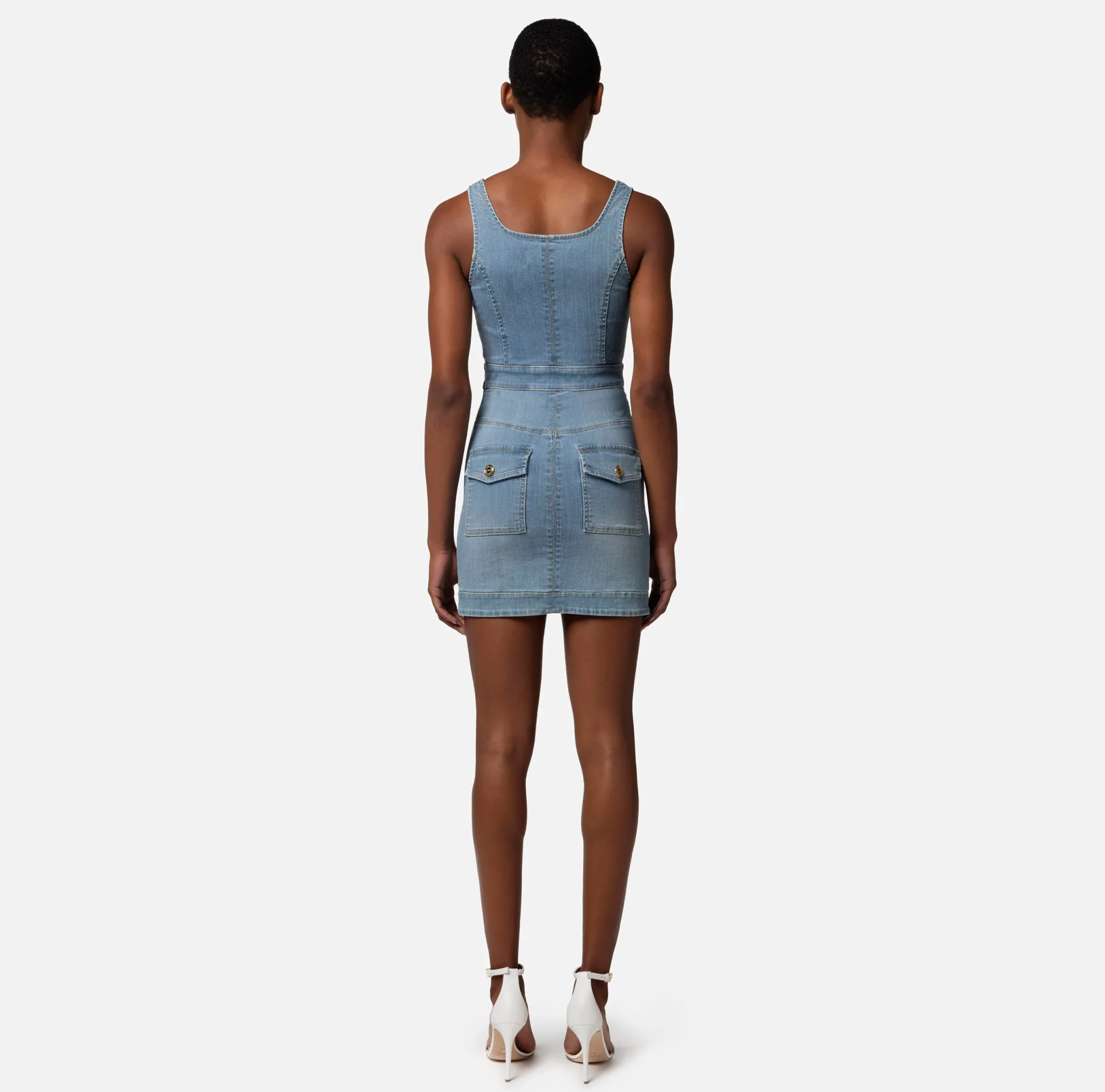 Elisabetta Franchi Abiti^Miniabito In Denim Con Abbottonatura